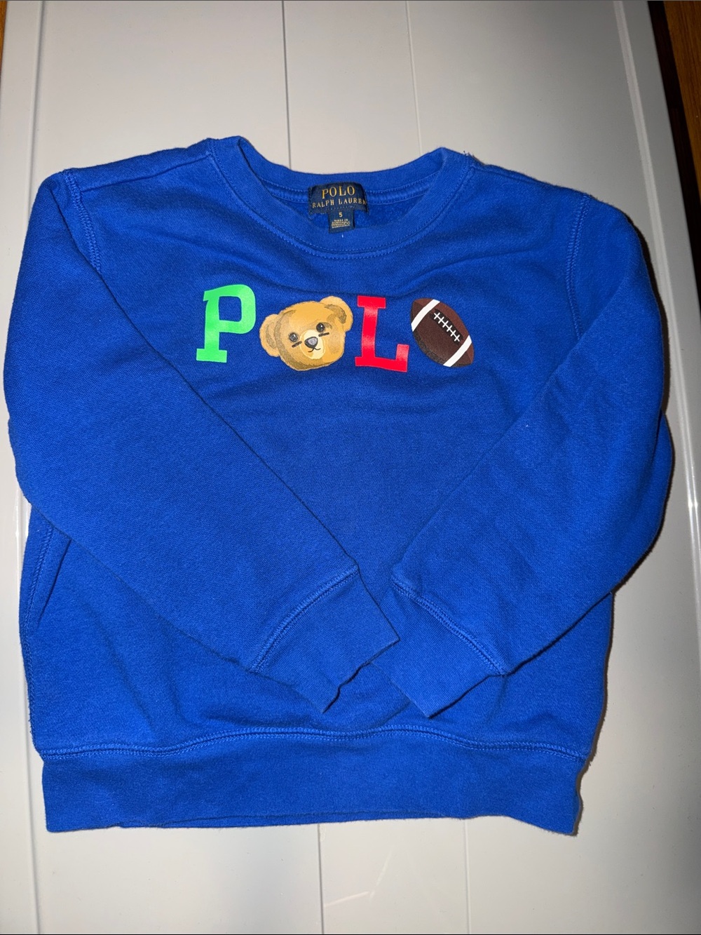 Polo by Ralph Lauren Royal Blue Bear & Football Graphic Sweatshirt